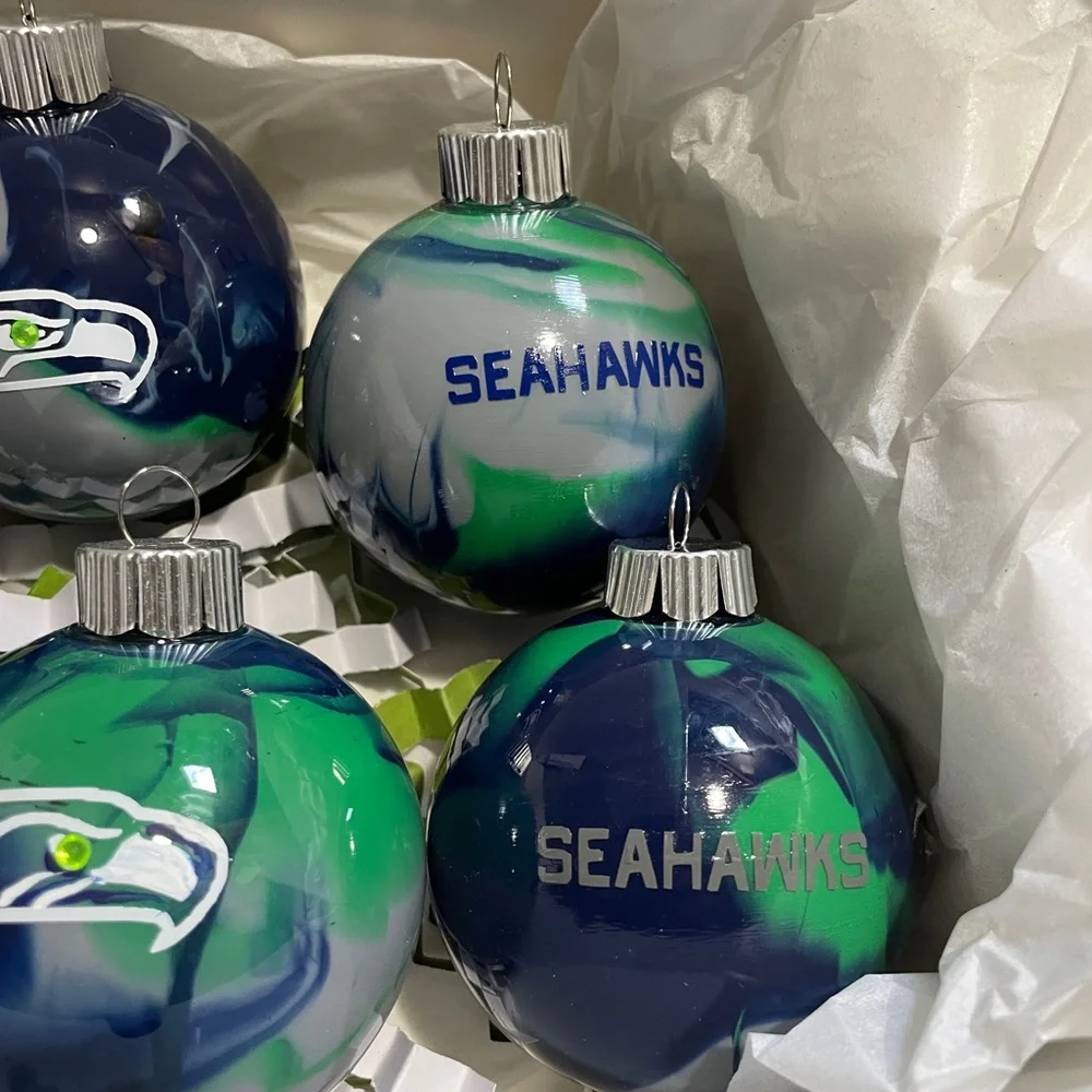Seattle Seahawks Holiday Ornament Set - Blue and Green - Picture 5 of 6